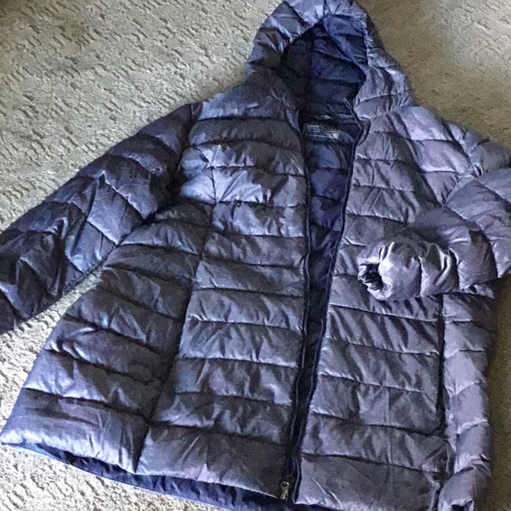 Eddie Bauer gray light weight jacket with hood.